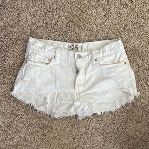 White Distressed Denim Shorts